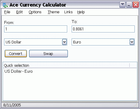 Ace Currency Calculator application screenshot